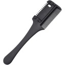 Fryzjerski grzebień z żyletką 19 x 4,5 cm Obustronny grzebień do strzyżenia włosów i brody Wymienne ostrza Profesjonalne narzędzie barberskie 4