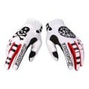 Full-Finger Gloves for Motocross and Cycling with Skull Print on One Glove and Circular Print on the Other Glove and Stripes 1