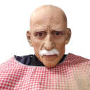 Full Head Latex Mask Realistic Male Face with Grey Beard Without Hair Halloween Costume Party Fancy Dress Accessory 1