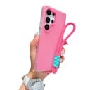Funda 2 en 1 para teléfono Samsung Galaxy S24 con correa para la muñeca Funda de silicona con efecto gel Funda para móvil con cuerda para la mano 5