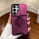 Funda a prueba de golpes para Samsung Galaxy S25+ con soporte redondo plegable y tapa deslizante para la cámara. Policarbonato y TPU. Funda para móvil 20
