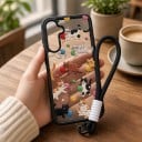 Funda adorable para Samsung Galaxy S24 FE con cordón para la muñeca con diseño de animales Funda acrílica transparente para móvil 2