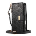 Funda billetera para Samsung Galaxy S24 con correa cruzada y lazo para la muñeca Funda tipo flip con ranuras para tarjetas y bolsillo 4