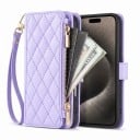 Funda con billetera para Samsung Galaxy S24 FE Funda tipo libro con bolsillo con cremallera Cuero sintético con costuras Asa para la muñeca 12
