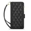 Funda con billetera para Samsung Galaxy S24 FE Funda tipo libro con bolsillo con cremallera Cuero sintético con costuras Asa para la muñeca 10