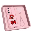 Funda con diseño de cerezas para Samsung Galaxy S25 Funda de silicona con correa para la muñeca Funda para teléfono con marco de cámara 12