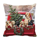 Funda de almohada navideña con cachorros 3