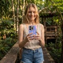 Funda de dos capas para iPhone 17 Air Patrón de olas fluidas Azul y rosa claro Resistente a caídas y arañazos Para uso diario 5