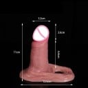 Funda de pene de silicona realista de 11 cm con testículos largos de 12,5 cm y un orificio para estirar los testículos, venas y tono carne, embalaje 2