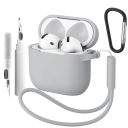 Funda de silicona completa para Apple AirPods 4 con mosquetón, bolígrafo de limpieza y correa de mano, funda protectora 7
