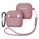 Funda de silicona completa para Apple AirPods 4 con mosquetón, bolígrafo de limpieza y correa de mano, funda protectora 2