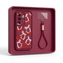 Funda de silicona con correa para la muñeca Samsung Galaxy A56 Resistente Diseño de cerezas y lazos Bordes alrededor de las lentes Funda protectora 1