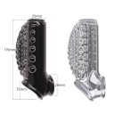 Funda de silicona para pene con burbujas de masaje y un área elevada con un agarre integrado estilo anillo para el pene. Embalaje 5