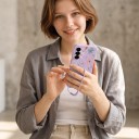 Funda de silicona para Samsung Galaxy S24+ con correa para la muñeca con diseño de flores dibujadas Protección de la cámara 12
