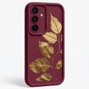 Funda de silicona para Samsung Galaxy S24 Ultra con diseño de hojas doradas Protección de la cámara Funda para móvil Hojas en una ramita 10