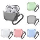 Funda de silicona transparente para AirPods 4 con mosquetón Funda protectora contra caídas para AirPods de 4. generación 2