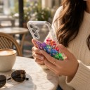 Funda de silicona transparente para Samsung Galaxy S25 Ultra con estampado de flores Funda protectora clara Bisel elevado para la cámara Funda 15