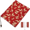 Funda de tela para libro A5 con patrón de flores amarillas, funda protectora para libros con marcador y cierre, funda lavable para cuaderno o agenda 2
