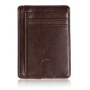 Funda de viaje delgada para documentos de ecocuero con compartimentos para tarjetas Ventana transparente para documento Corte para extracción 17
