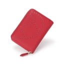 Funda de viaje para documentos con cremallera de alrededor Cuero genuino con superficie granulada y perforación decorativa Dimensiones 3