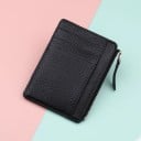 Funda de viaje para documentos y tarjetas de pago Funda delgada con compartimentos y bolsillo con cremallera Cuero PU texturizado 2