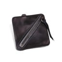 Funda de viaje para objetos pequeños de cuero auténtico Funda cuadrada plana con cremallera diagonal y tira de cuero en el tirador Dimensiones 1