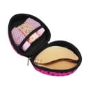 Funda de viaje para ropa interior en forma de fresa Material EVA con recubrimiento de tela Patrón de lunares Cierre con cremallera 14 x 16 3