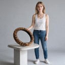 Funda de volante de peluche de 37 a 38 cm con diseño de leopardo Funda invernal cálida Sin anillo interno Para volantes redondos y en D 2
