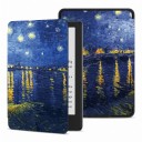 Funda flip azul oscuro de 6 pulgadas para Kindle de 10. generación 2019 con pintura de la noche estrellada sobre el río y destellos de luces 1