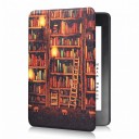 Funda flip de color naranja y marrón de 6 pulgadas para Kindle de 10. generación 2019 con estanterías llenas de libros y una escalera con correa 1