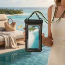 Funda flotante impermeable IPX8 para teléfono móvil 23,5 x 12,5 cm con clip a prueba de polvo, cordón para el cuello y ventana para la cámara 8