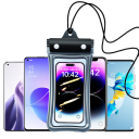 Funda flotante transparente impermeable para teléfono de hasta 7,5" PVC Bolsa submarina y de natación Antideslizante Funda impermeable con cordón Full HD 3