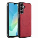 Funda magnética para Samsung Galaxy A15 con aspecto de cuero y costuras Botones cubiertos Funda protectora para móvil para soporte magnético en el coche 9