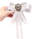 Fundă mare pentru păr cca 15 cm Dantelă Broșă decorativă cu piatră de sticlă Agrafă metalică Decorațiune din material Accesoriu elegant pentru păr 2