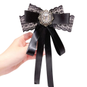 Fundă mare pentru păr cca 15 cm Dantelă Broșă decorativă cu piatră de sticlă Agrafă metalică Decorațiune din material Accesoriu elegant pentru păr 1