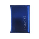 Funda para cintura de cuero PU Superficie metálica brillante Inscripción Passport en la parte frontal Bordes cosidos Dimensiones 14 x 9,6 4