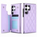Funda para Samsung Galaxy S24+ Compartimentos para tarjetas en la tapa trasera Patrón acolchado Material de cuero PU Funda con billetera 6