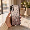 Funda para Samsung Galaxy S24 con diseño de flores Panel trasero mate Material PC y TPU Marco protector de cámara Funda de móvil con impresión 8