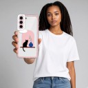 Funda para Samsung Galaxy S24 con diseño de gato Funda de plástico para móvil Funda protectora para teléfono Con marco alrededor de la cámara 24
