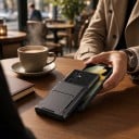 Funda para Samsung Galaxy S24 FE con slot desplegable para tarjeta de policarbonato PC Funda tipo billetera para móvil para la protección 2