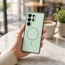Funda para Samsung Galaxy S24 Ultra con soporte para carga magnética y protección de cámara de policarbonato y TPU Funda magnética para móvil 6
