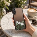Funda para Samsung Galaxy S25 con diseño de flores Panel trasero mate Material PC y TPU Marco protector de cámara Funda de móvil con impresión 29