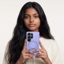 Funda para Samsung Galaxy S25+ Soporte circular giratorio de 360 grados Para carga inalámbrica Fibra de carbono Policarbonato y TPU Funda para móvil 9
