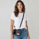 Funda para Samsung Galaxy Z Flip 3 Bolso para teléfono con billetera y correa Cuero sintético y plástico Patrón acolchado Funda cruzada 5