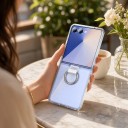 Funda para Samsung Galaxy Z Flip 4 Funda resistente a impactos con anillo para el dedo Carcasa de plástico de dos piezas 4