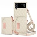 Funda para Samsung Galaxy Z Flip 7 Estilo bolso con correa de hombro Cartera Plástico y cuero sintético Patrón acolchado Funda cruzada 13