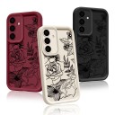 Funda para teléfono Samsung Galaxy S25 con diseño de flores y rosas Funda de silicona floral para móvil Galaxy S25 con protección de cámara 19