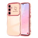 Funda protectora con borde ondulado dorado para Samsung Galaxy A55 Corazones en el lateral Resistente Protección de la cámara 3,5 mm 7