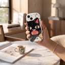 Funda protectora con gato pintado para Samsung Galaxy A06 Cadena de cuentas para la muñeca Resistente Protege las esquinas y la cámara Blanca Gato 4