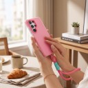 Funda resistente para Samsung Galaxy A55 5G con correa para la muñeca de longitud invariable y mosquetón redondo Esquinas reforzadas Marco elevado alrededor de la cámara 6
